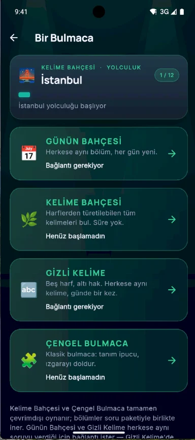 Bulmacalar — Kelime Bahçesi ve Çengel Bulmaca